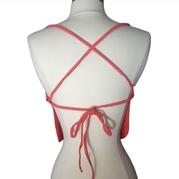 Princess Polly Crop Backless Halter Top Coral Size 4 - Picture 4 of 10